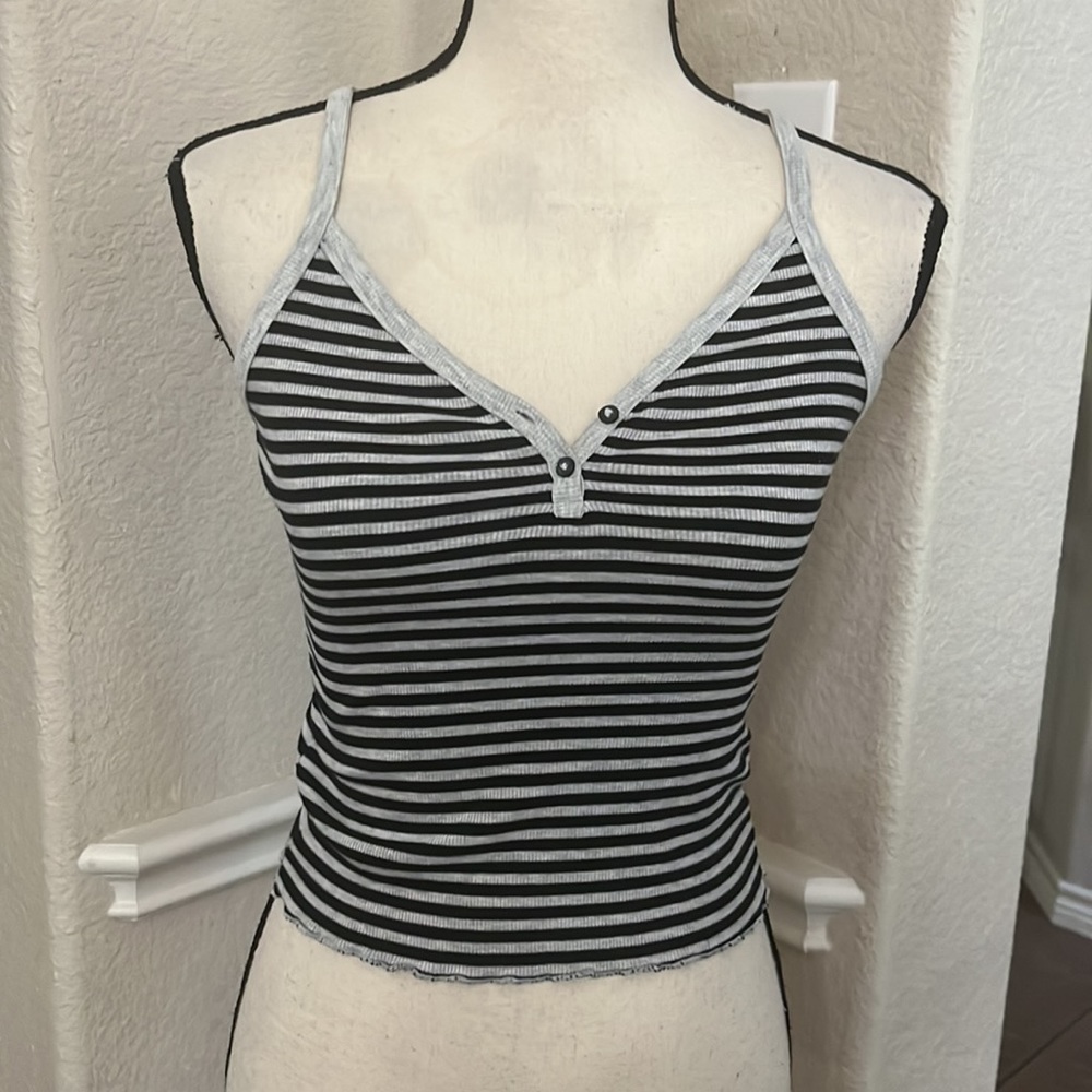 Wild Fable gray & black striped crop tank top Size XS
